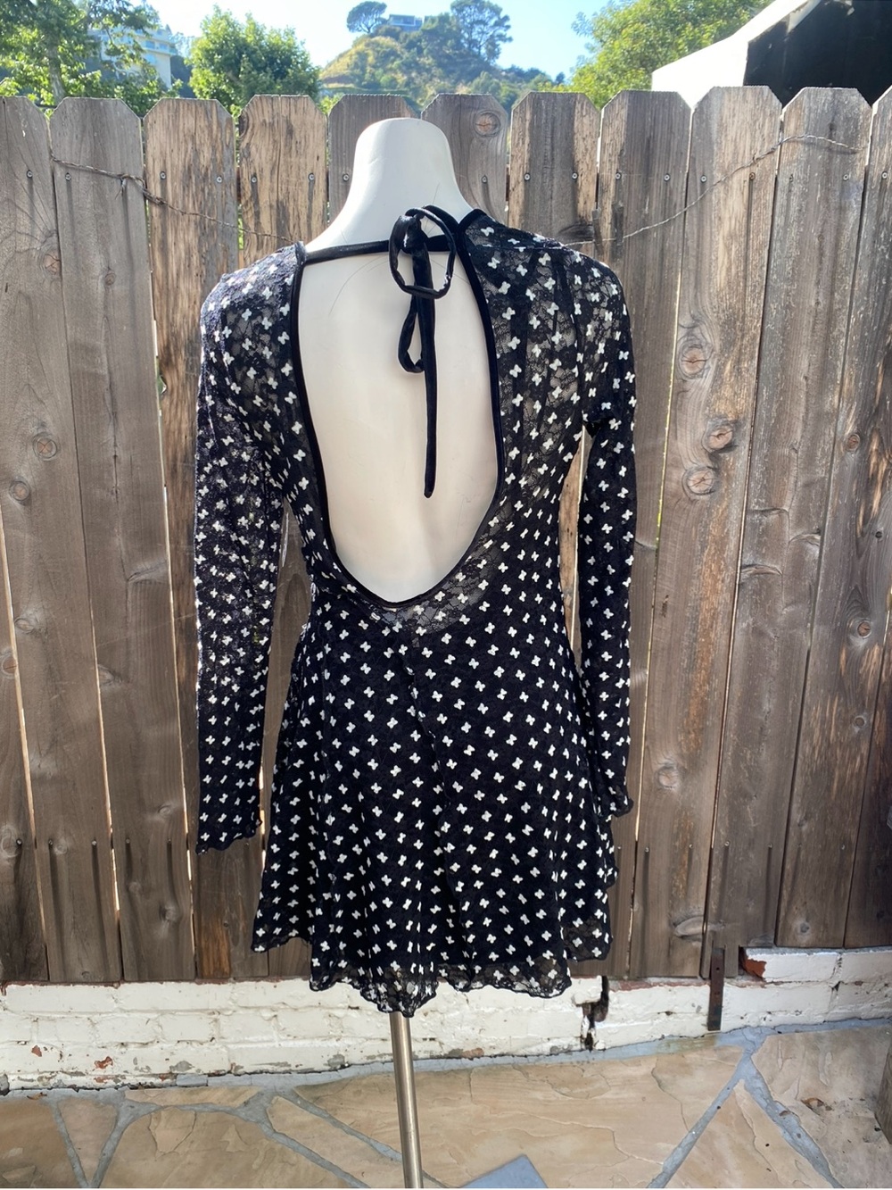 Free People Sheer Delight  Long Sleeve Mini Dress size M NWT - Picture 3 of 13
